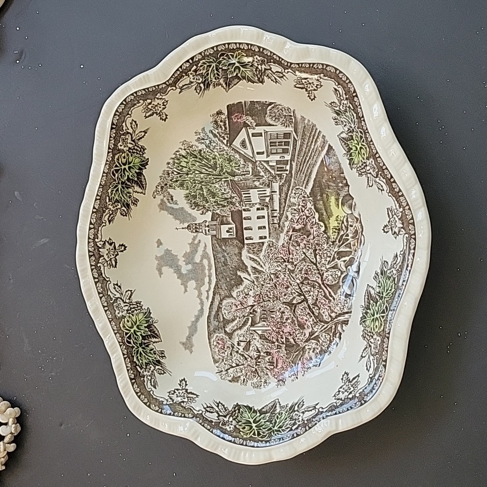 The Friendly Village by Johnson Bros  vegetable bowl, Church Steeple pattern